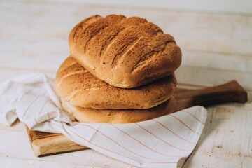 Closeup of baked bread