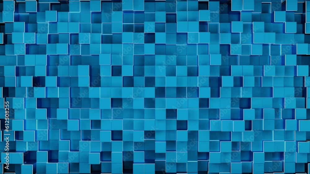 Poster background with moving chaotic cubes. design. background with squares extending into field. 3d cubes