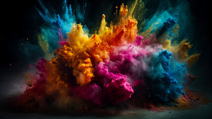 Obraz na płótnie Canvas Color explosion. Burst of powdered colors. Paint powder. Ai Generative
