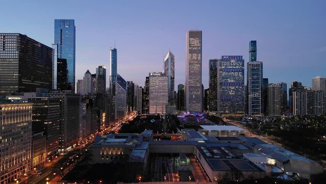 Beautiful view of the Millennium Park in the evening in Chicago, Illinois, United States