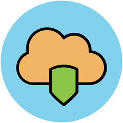 Trendy circular icon of cloud computing