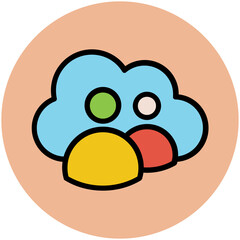 Trendy circular icon of cloud computing