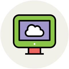 Trendy circular icon of cloud server  