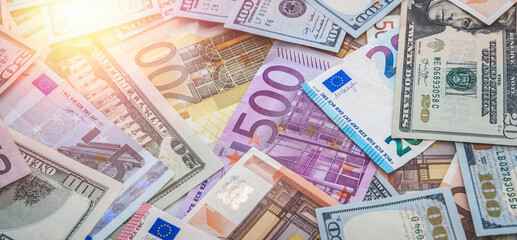 Fototapeta na wymiar euro vs dollar as background