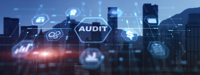 Audit Auditor Financial service compliance concept on city modern background