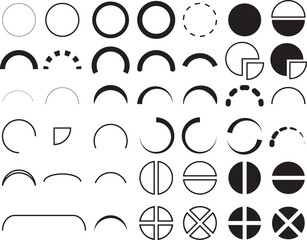 Semicircle Circle geometry icon collection 