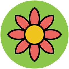 Blooming flower flat circular icon 