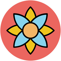 Blooming flower flat circular icon 
