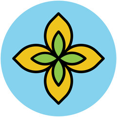 Blooming flower flat circular icon 