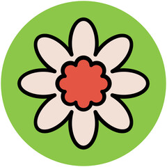 Blooming flower flat circular icon 