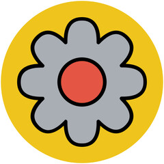 Blooming flower flat circular icon 