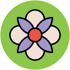 Blooming flower flat circular icon 