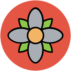 Blooming flower flat circular icon 