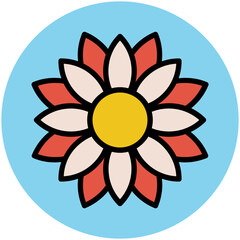 Blooming flower flat circular icon 