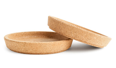 Cork plates isolated on white background