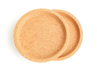 Cork plates isolated on white background