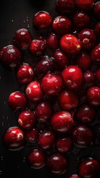 Fresh Organic Cranberry Berry Photorealistic Vertical Background. Healthy Vegetarian Diet. Ai Generated Lifelike Background with Delicious Juicy Cranberry Berry. Generative AI