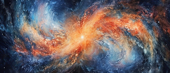 big bang explosion, galaxy background, generative ai illustration
