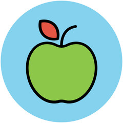 Colored flat circular icon of apple 