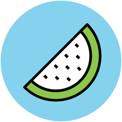 Flat circular icon of lemon slice 