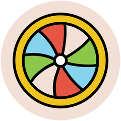 Flat circular icon of lemon slice 