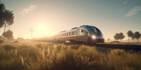 High speed train. Generative Ai illustration