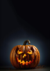 Scary Jack O Lantern Banner  for Halloween with Space for Copy. Generative AI