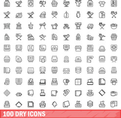 100 dry icons set. Outline illustration of 100 dry icons vector set isolated on white background