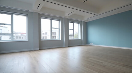 Modern, elegant, empty office space as background for desktop or video chats - obrazy, fototapety, plakaty