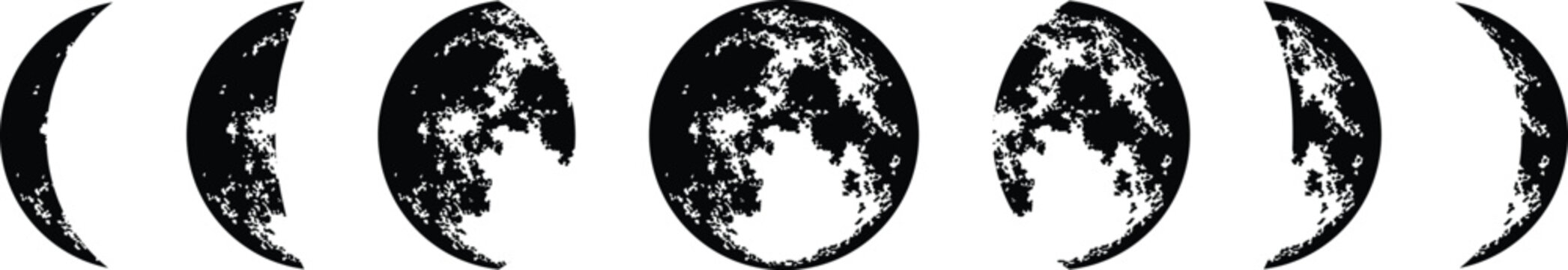 Moon phases vector set, Moon phases cut file