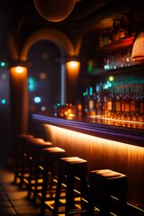 Interior bar in the night, nice shoot, cool bar, Generative AI