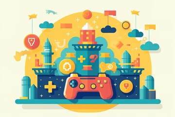 Learning Through Play conceptual icons flat illustration