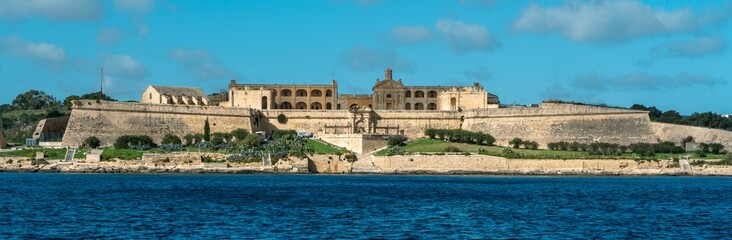 Fototapeta premium Panoramic of Fort Manoel in the beautiful scenery of Manoel Island in Gzira, Malta