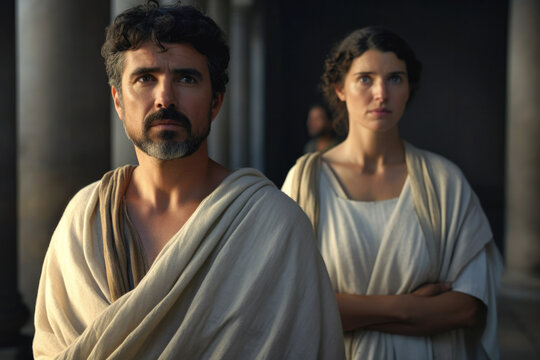 Daily life in ancient Rome. Portrait of a Roman family (Generative AI)