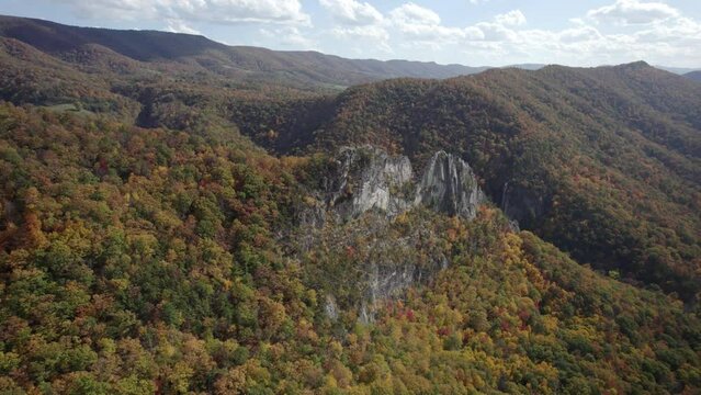 Aerial view of Seneca Rocks, West Virginia