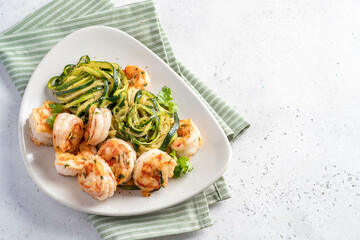 Skinny Shrimp Scampi with Zucchini Noodles. Low carb meal