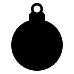 Christmas tree toy icon. Black silhouette of christmas ball. Isolated object on a white background