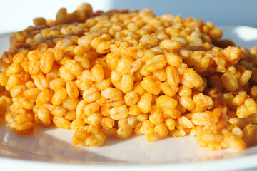 closeup of bulgur rice on a plate 