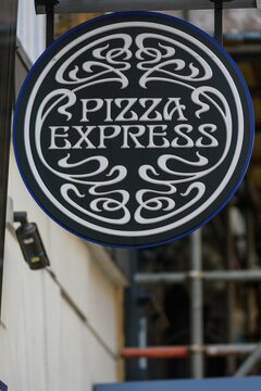 Pizza Express sign outside restaurant in London