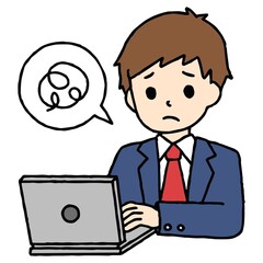 パソコン学習をする男子高校生が困惑している