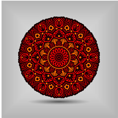 Bright mandala art illustration on gray background