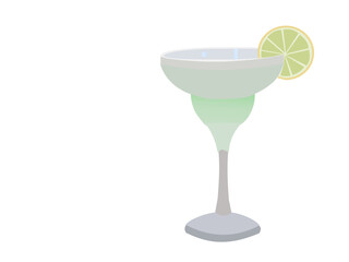 cocktail with lime isolated on white