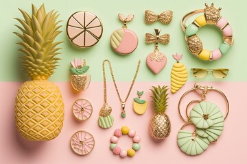 Accessories for Fashion. Jewelry and bracelets. Summer Lady, shine brightly. Generative AI