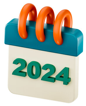 2024 calendar, 3D render.