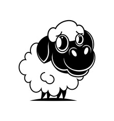 Sheep wool factory emblem template. Sheep head. Design element for logo, label,sign.