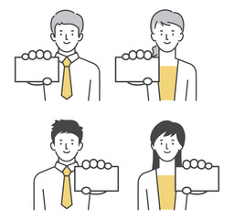 Fototapeta premium カードを目の前で見せるビジネスパーソン 男性 女性