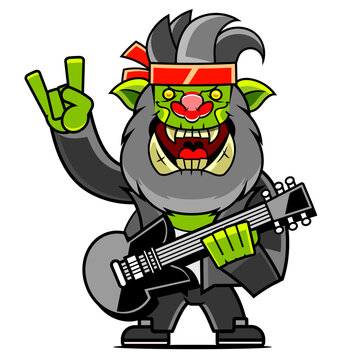 Troll orc cartoon character vector illustration Colorful flat vector design elements for mobile computer