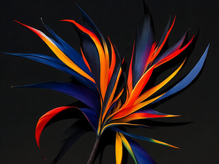 A colorful flower in a vase on black background