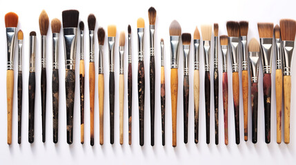 A row of brushes sitting next to each other. Generative AI.