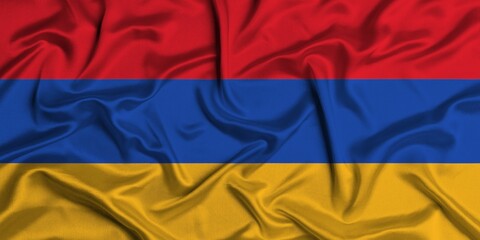 Digital render of the textured fabric national flag of Armenia